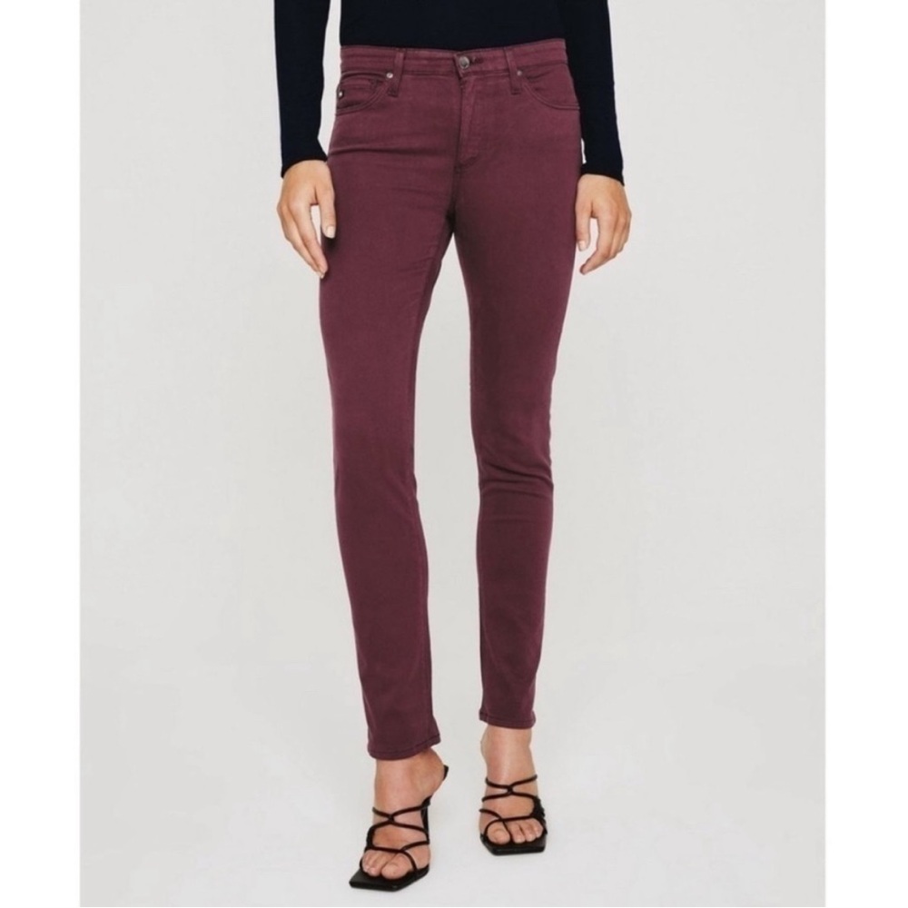 AG Adriano Goldschmied The Farrah High Rise Skinny Jeans Burgundy